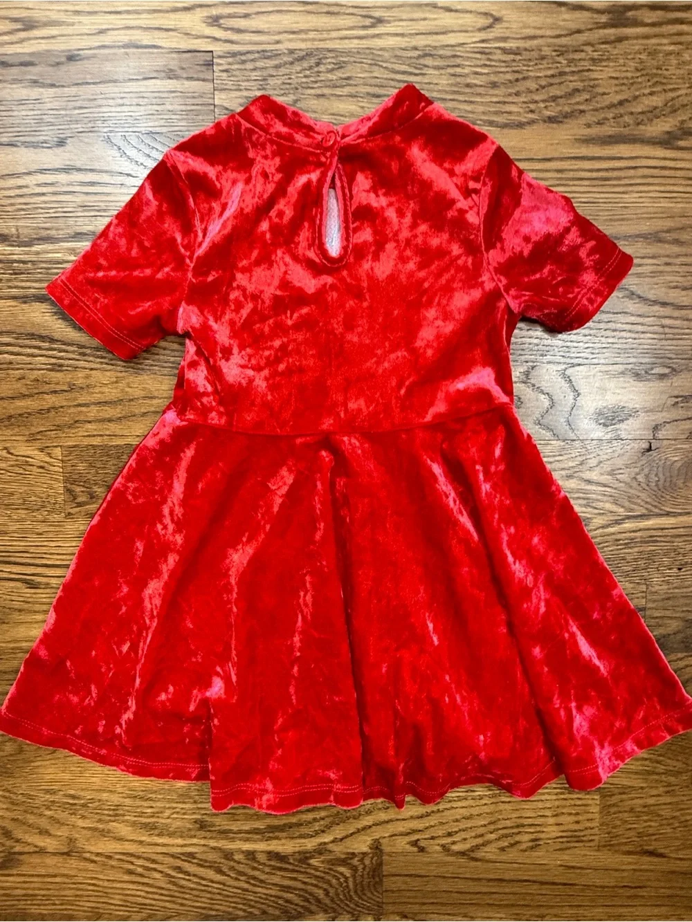Disney Junior Girls Minnie Mouse Red Velvet Dress Embroidered Bow Detail 3T